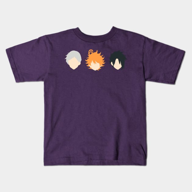 The promised neverland minimal characters Kids T-Shirt by ballooonfish